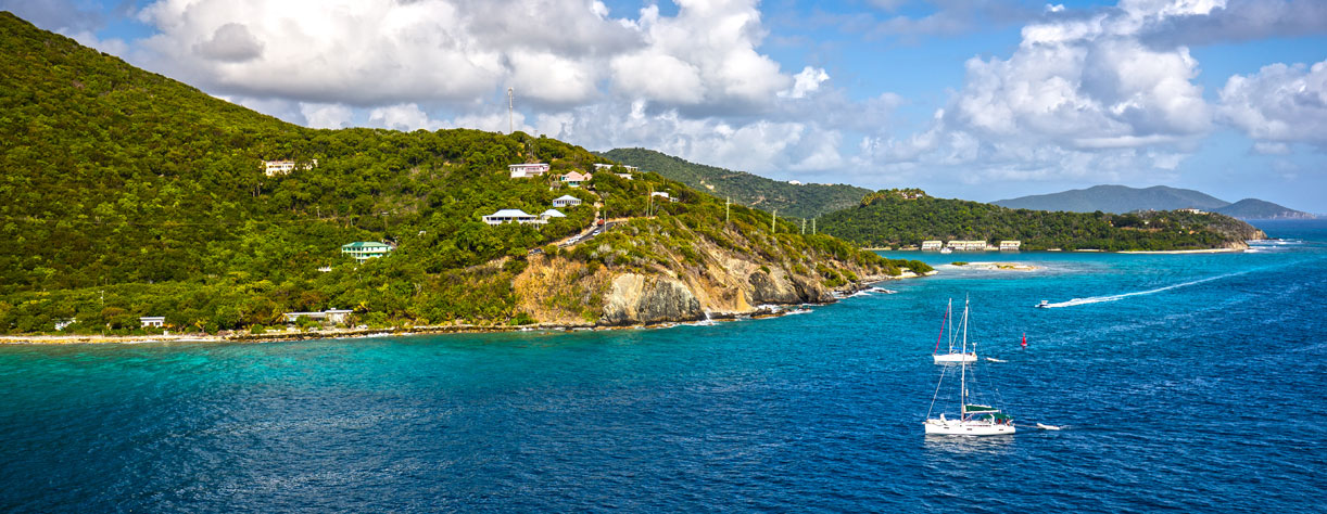 Coastline along a Road Town in Tortola, British Virgin Islands 